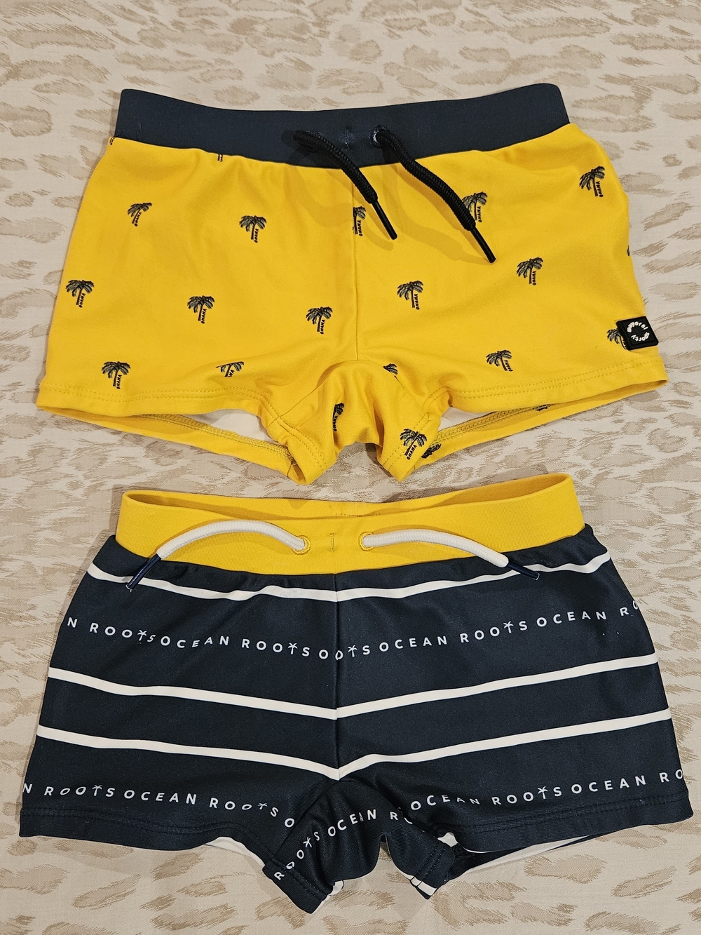 Mayoral Yellow/ Navy Palm Print Swim Shorts Set Sz 3